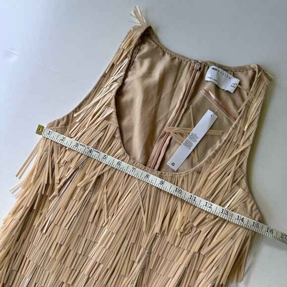 NWT ASOS DESIGN Scoop Neck Mini Dress w/ Shard Sequins Stone / Nude Beige 2 - Picture 7 of 15